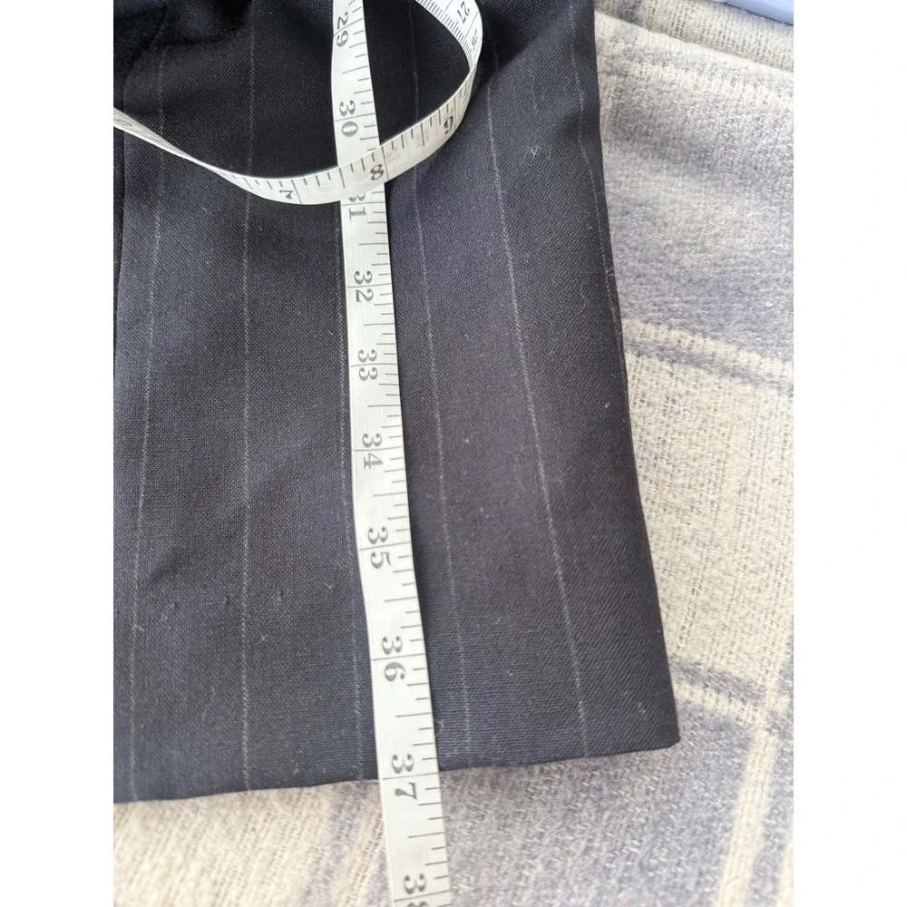C1 Y2K Ann Taylor Vintage Wool Pinstripe Vest Dress Sleeveless Button Navy Blue